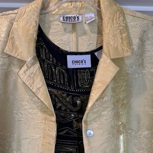 CHICO'S Gold Blazer Elegant Jacket SZ 3 and CHICO'S Tank SZ 2